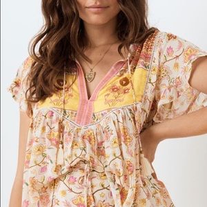 Spell Portobello Short Sleeve Blouse Honey Dew S